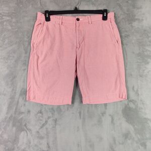 J Crew Shorts Men 34 Pink White Chino Club Casual Flat Front Preppy Golf 34x11